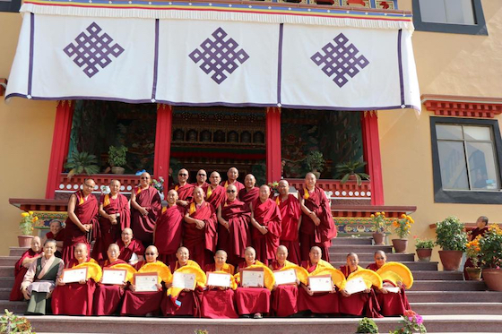 10 Geshema graduates in 2018 in front of Kopan Nunnery, Nepal