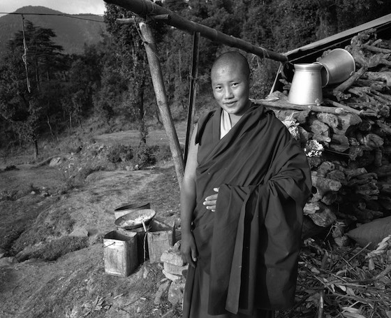 Archival photo from 1991 of a Tibetan Buddhist nun by Susan Lirakis