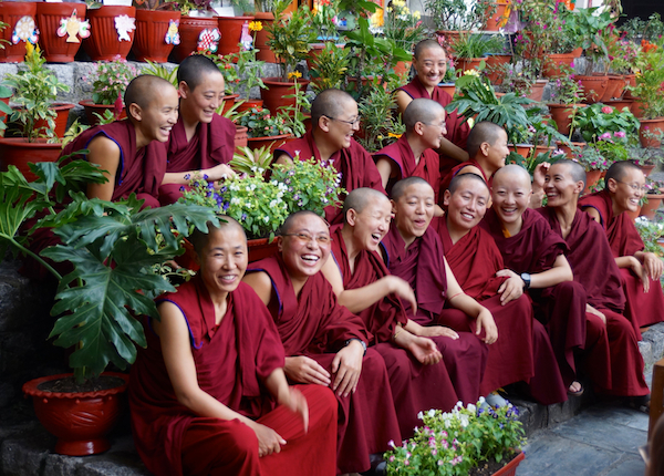 flower competition by Buddhist nuns