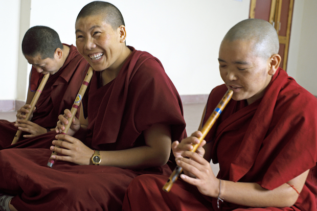 Tibetan Buddhist nuns flute