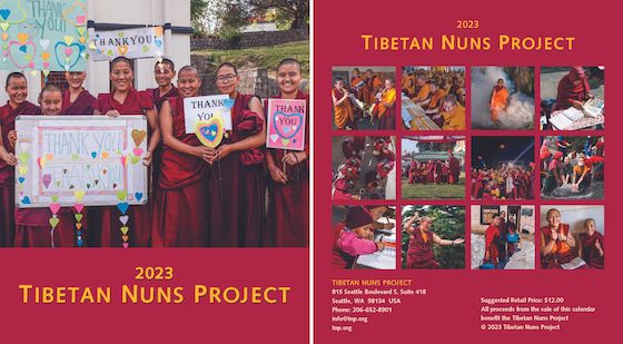 Tibetan Nuns Project 2023 Calendar front and back, 2023 calendar