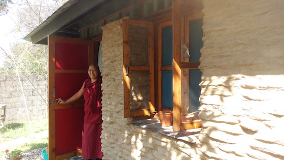 A Geshema nun practicing retreat at hut at Dolma Ling photo by Steve Wilhelm