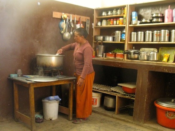 kitchen at Tibetan Buddhist nunnery Sherab Choeling