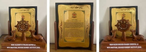 certificates of appreciation from Shugsep Nunnery