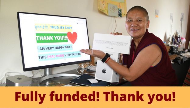 picture showing Tibetan Buddhist nun with new media equipment