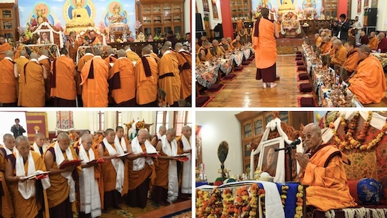 A collage of photos from the historic Khenmo Enthronement at Shugsep