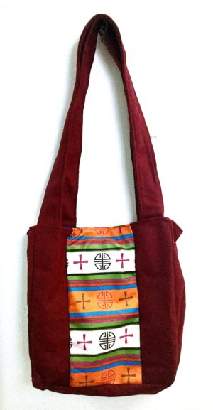 Gonam Bag Cross Fabric Panel is eco-friendly, made of wool and is reusable and handmade by Tibetan Buddhist nuns