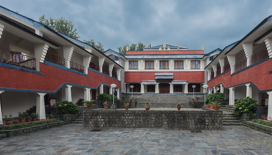 Dolma Ling Nunnery in the monsoon photo by Norman Steinberg, MN Ashish Ganju architect