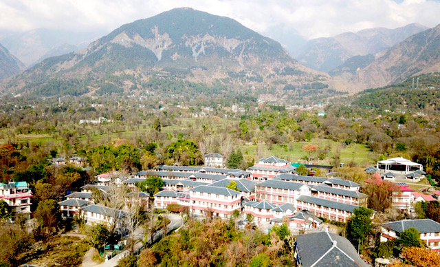 aerial photo of Dolma Ling Nunnery and Institute near Dharamsala