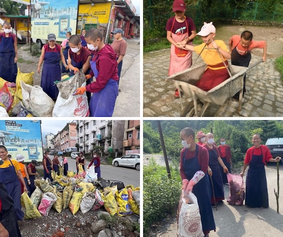 Nuns celebrate Dalai Lama's birthday with environmental clean-up