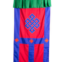 Door Door Hanging Cotton Maroon and the eternal knot symbol in the center panel