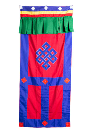 Door Door Hanging Cotton Maroon and the eternal knot symbol in the center panel