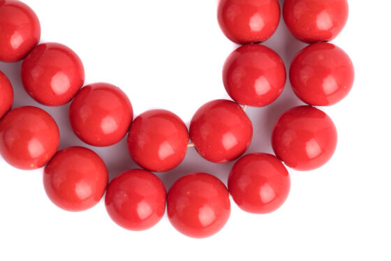 Eco Friendly Coral Dark Mala Beads Eco Friendly Coral Dark Mala for prayer, meditation, and chanting, blessed by Tibetan nuns