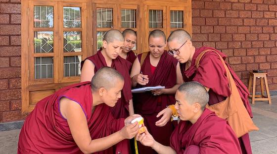 Tibetan Buddhist nuns taking part in the Emory-Tibet Science Initiative in 2019.