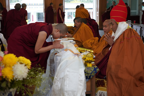 Felicitating Lobpon Yeshe Tsering on being enthroned as Khenpo copy