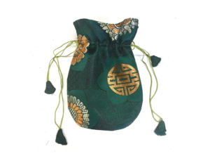 Brocade mala bag, green mala bag, brocade bag to hold mala
