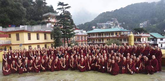 Group photo of the 173 Tibetan Buddhist nuns who took Geshema exams in 2026 Dharamsala