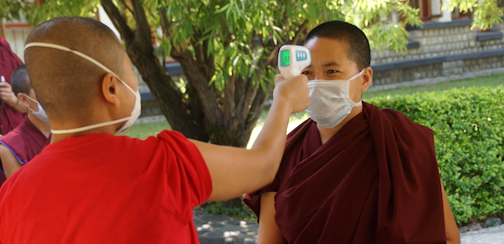 health check, coronavirus pandemic, COVID-19, Tibetan Buddhist nun