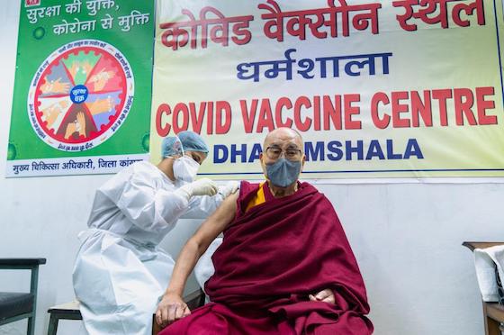 His Holiness the Dalai Lama gets COVID-19 vaccine