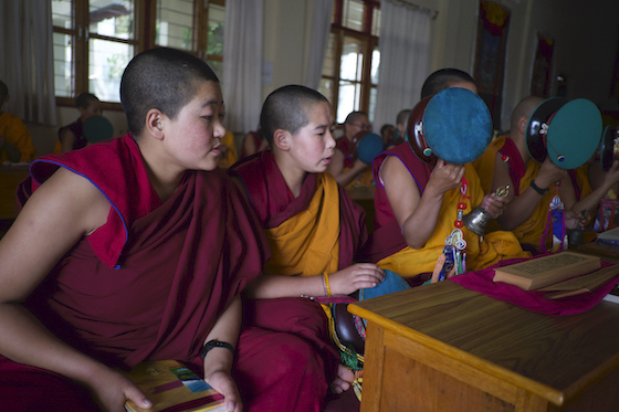 Inside the Shugsep Nunnery Prayer Hall by Brian Harris