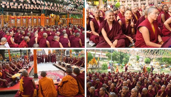 Tibetan Buddhist nuns from India and Nepal practice debating at the Mahabodhi Temple