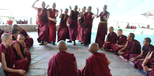 Tibetan Buddhist debate, nuns debating, debating, Tibetan Buddhism,