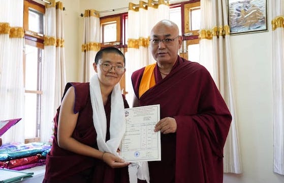 Khenpo Sonam Tenphel of the Tibetan Parliament-in-Exile at the Shugsep graduation ceremony April 2025