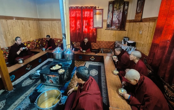Kitchen at Sherab Choeling after wood panelling