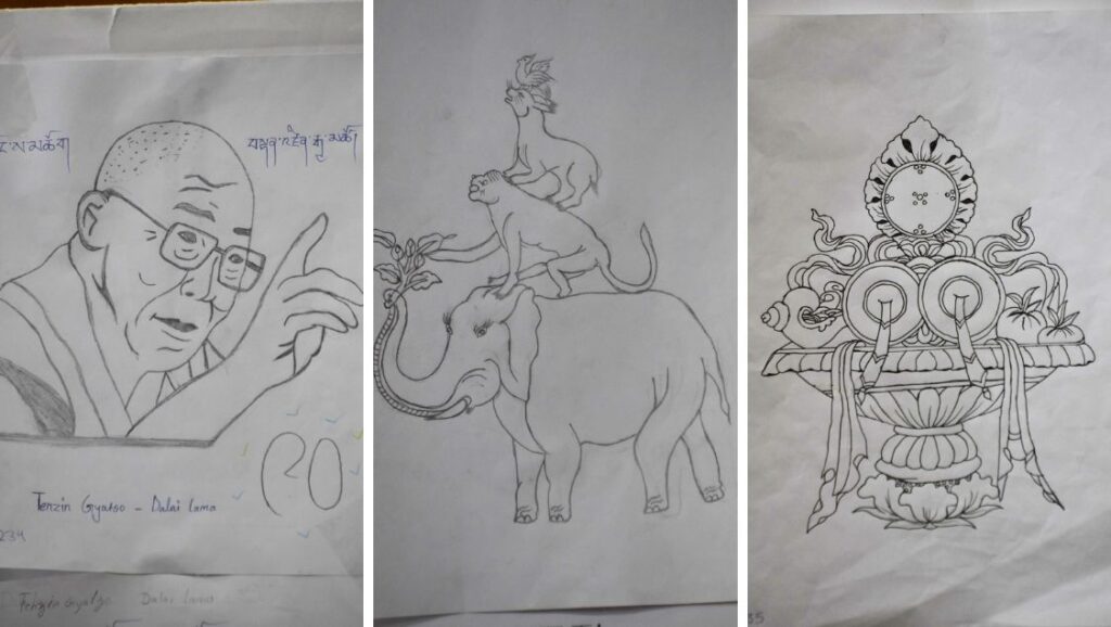drawings by young Tibetan Buddhist nuns