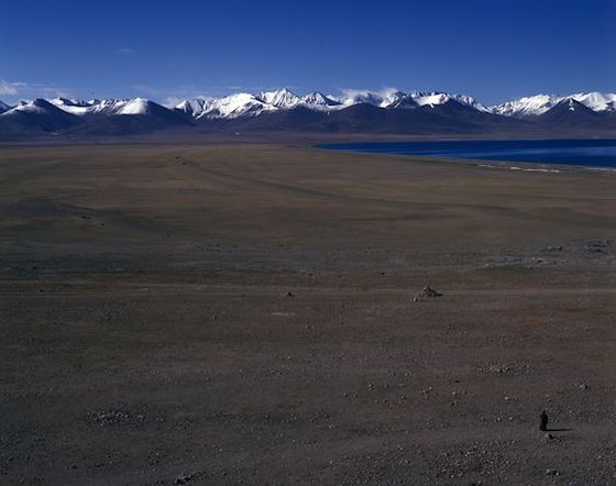 Tibetan Buddhist nun doing kora or circumambulation.