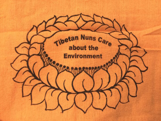 Orange Shopping Bag Orange Shopping Bag is made of cotton, reusable and eco-friendly with Tibetan Nuns Project screenprint on both sides, handmade by Tibetan nuns.