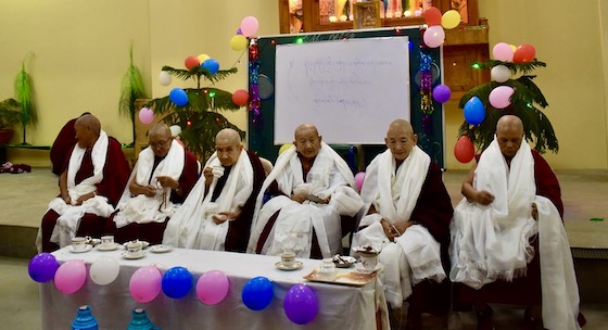 katak, khata, Tibetan white scarf, senior nuns offered Tibetan prayer scarves