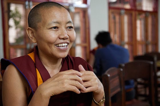 Portrait of Geshema Delek Wangmo taken at Dolma Ling Nunnery in 2022 by Olivier Adam