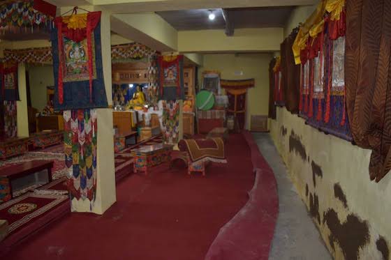 Damp and moldy prayer hall at Sherab Choeling Nunnery in Spiti