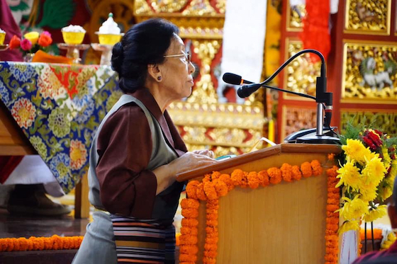 Rinchen Khando Choegyal speaking at Sakya College for Nuns