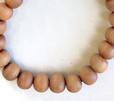 Sandalwood Small_Large Bead Sandalwood beaded mala for prayer, meditation, and chanting, blessed by Tibetan nuns