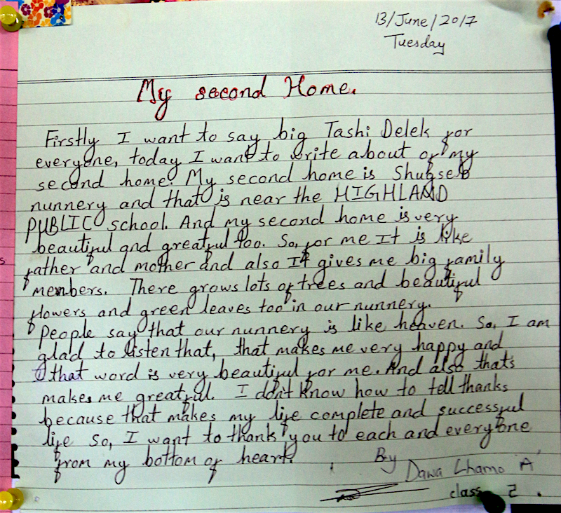 letter from Shgusep nun, Shugsep Nunnery, Tibetan Nuns Project