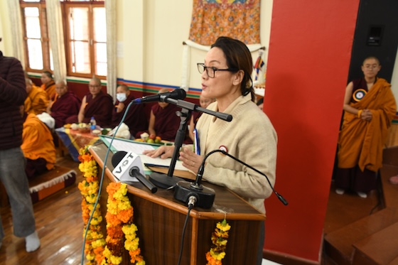 TNP India Director Youdon Aukatsang speaking at the Khenmo Enthronement