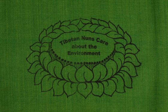 Shopping Bag-Green Shopping Bag Green is made of cotton, reusable and eco-friendly with Tibetan Nuns Project screenprint on both sides, handmade by Tibetan nuns.