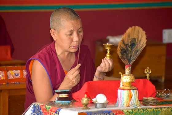 Tibetan Buddhist nun at Shugsep Nunnery and Institute