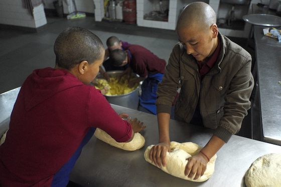 kneading dough, making Tibetan bread