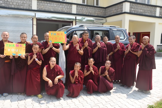 Tibetan Buddhist nuns celebrate new vehicle for Dolma Ling Nunnery