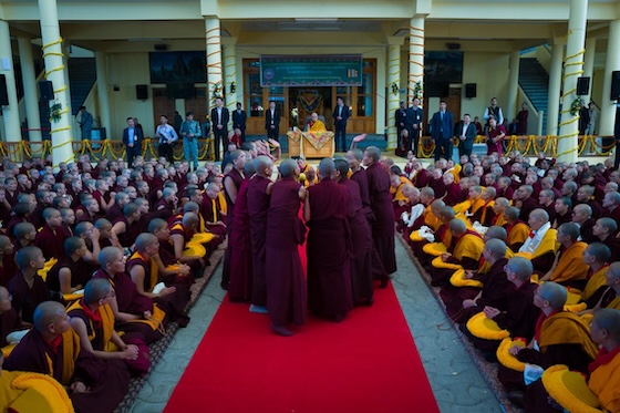 Tibetan Buddhist nuns debate in front of His Holiness the Dalai Lama Oct 18 2026 by Tenzin Choejor OHHDL