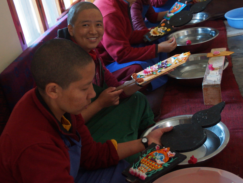 butter sculpture workshop, Tibetan butter sculptures, Tibetan Buddhism, Dolma Ling Nunnery, Tibetan nuns
