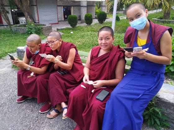 Tibetan Buddhist nuns register for vaccination