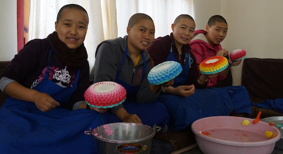 Tibetan butter sculpture, Tibetan sacred arts, Tibetan ritual arts, nuns making butter sculpture
