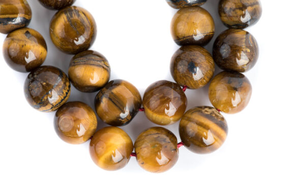 Tiger Eye Mala Beads Tiger Eye stone for prayer, meditation, and chanting, blessed by Tibetan nuns