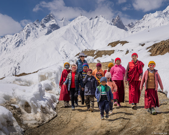 Nuns outside Dorjee Zong Nunnery in Zanskar