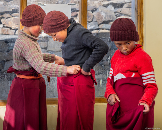 Young Tibetan Buddhist nuns at Dorjee Zong in Zanskar