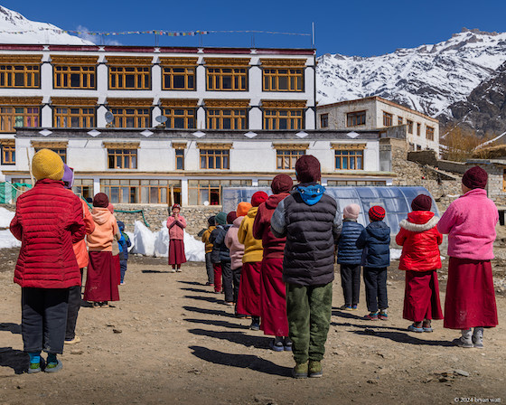 Outside the new building at Dorjee Zong Nunnery